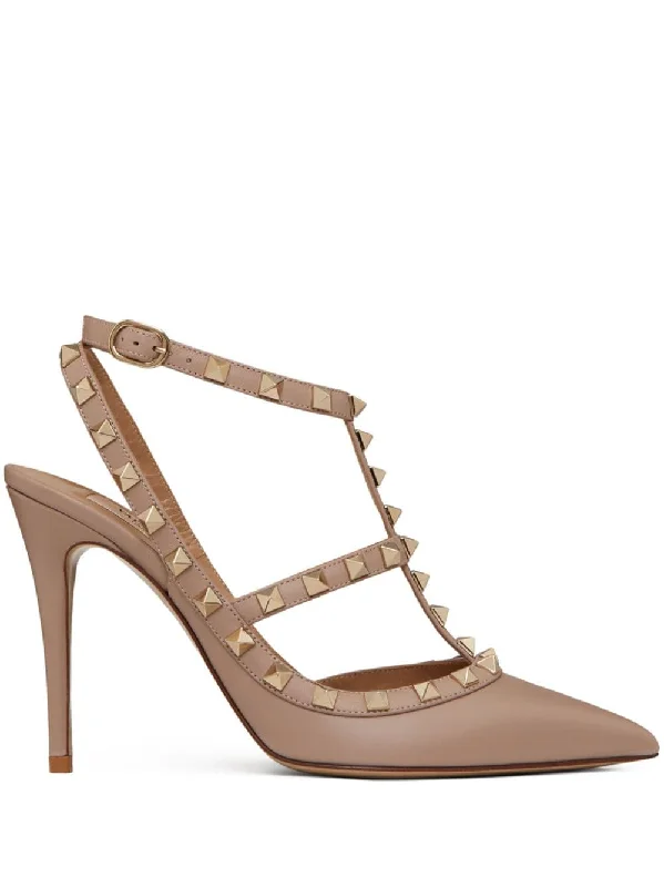 Women's wedding stiletto heel pumps with a pearl - encrusted strapValentino Garavani Women's With Heel Powder