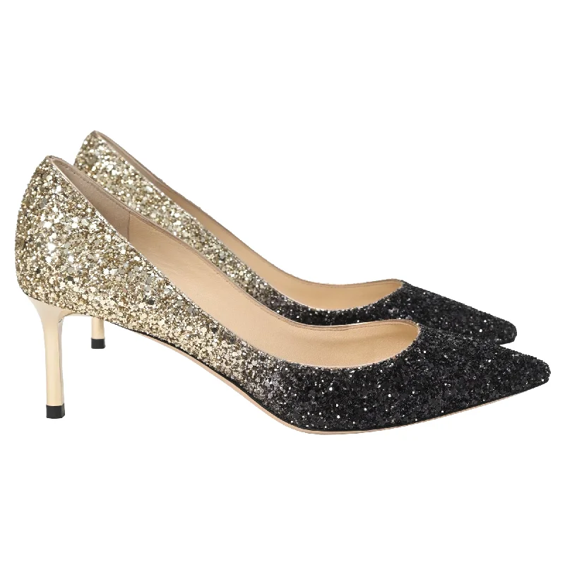 Women's water - resistant stiletto heel pumps for unexpected situationsJimmy Choo Romy 60 Pumps in Gold Glitter