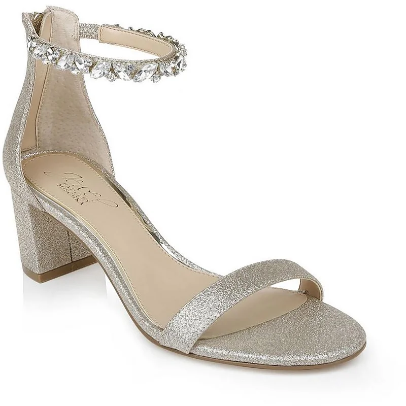 Women's party stiletto heel pumps with a glittery finishLydia Womens Open Toe Glitter Pumps