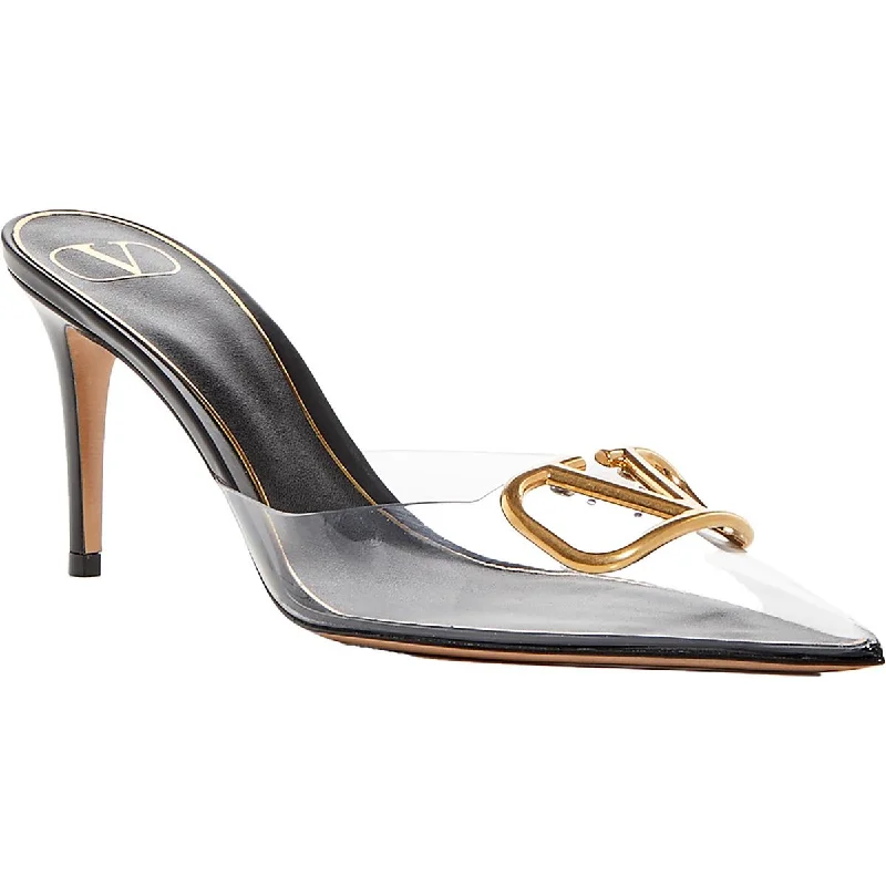 Women's wedding stiletto heel pumps with a pearl - encrusted strapWomens Logo Metallic Pumps