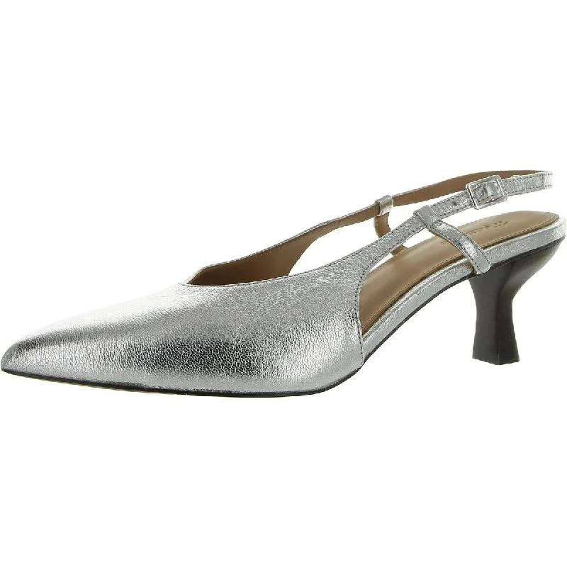 Women's wedding stiletto heel pumps with a pearl - encrusted strapWomens Metallic Pointed toe Kitten Heels