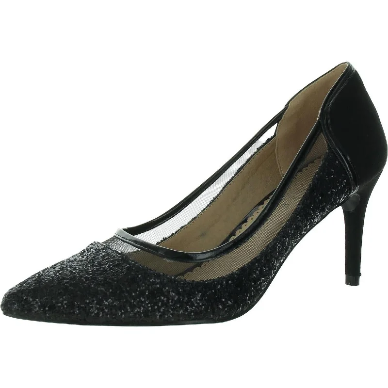 Women's platform stiletto heel pumps with a chunky soleWomens Glitter Pointed Toe Pumps
