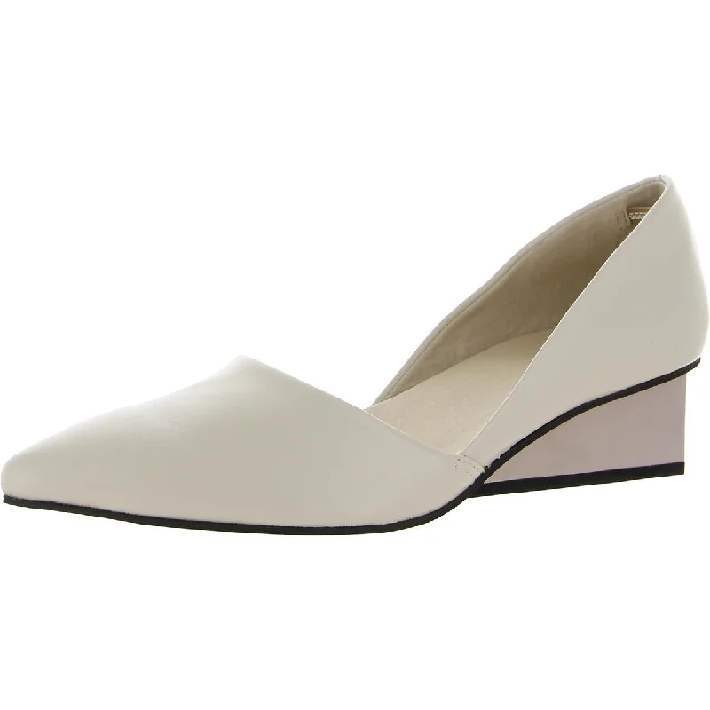 Women's stretchy stiletto heel pumps for easy on and offSquare Womens Leather Pointed Toe Wedge Heels
