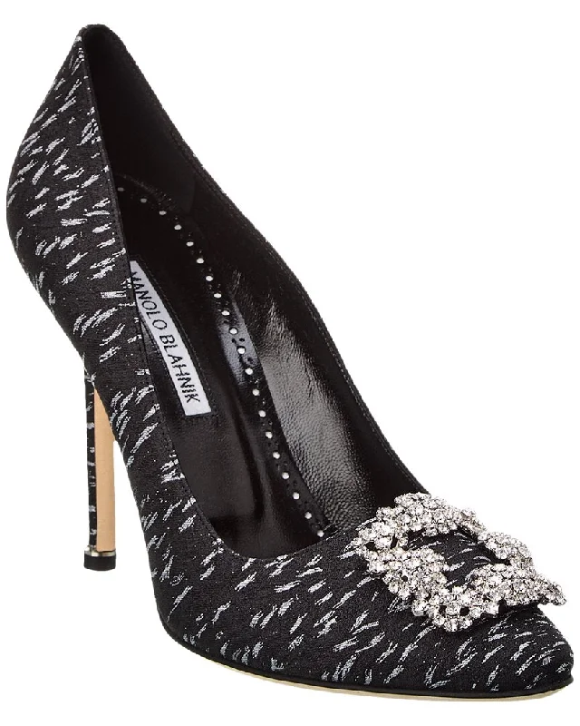 Women's forest green stiletto heel pumps for a nature - inspired lookManolo Blahnik Hangisi 105 Jacquard Pump