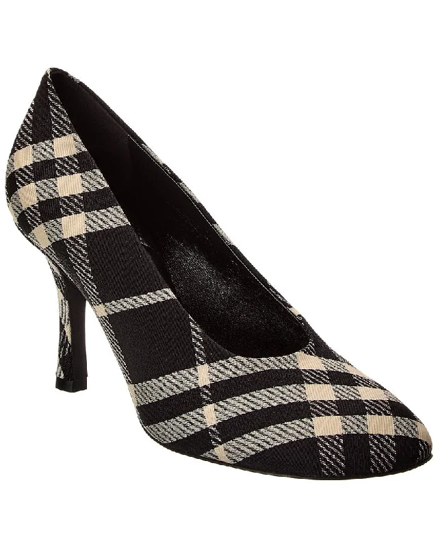 Women's breathable stiletto heel pumps for warm weatherBurberry Baby Check Canvas Pump