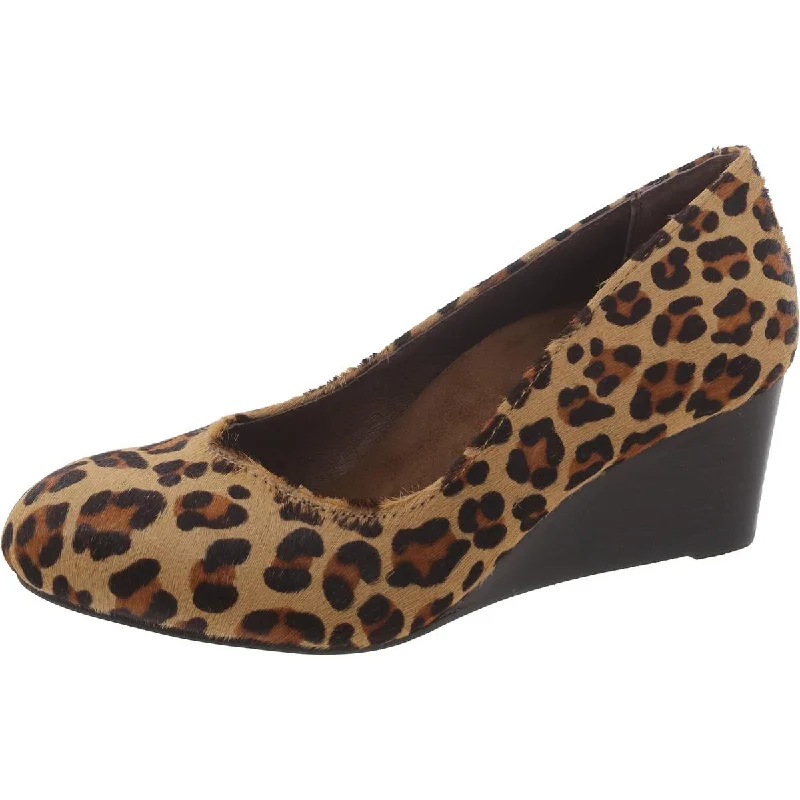 Women's tassel - adorned stiletto heel pumps for a bohemian touchAntonia Womens Calf Hair Leopard Print Wedge Heels