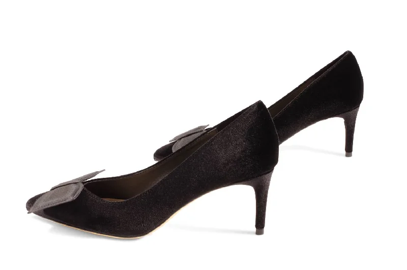 Women's burgundy stiletto heel pumps for a sophisticated appearanceElis Heeled Pump In Black Velvet
