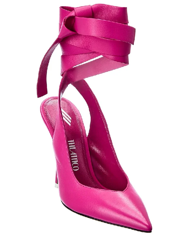 Women's teal stiletto heel pumps for a unique and modern lookThe Attico Venus Leather Slingback Pump