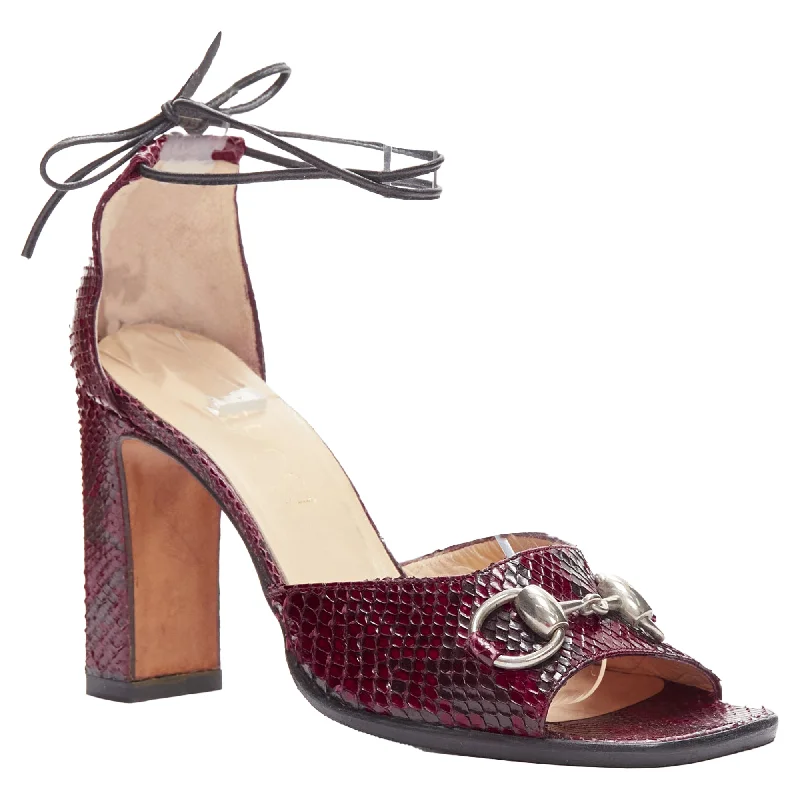 Women's mule - style stiletto heel pumps with a bow accentGucci Tom Ford scaled leather silver Horsebheels