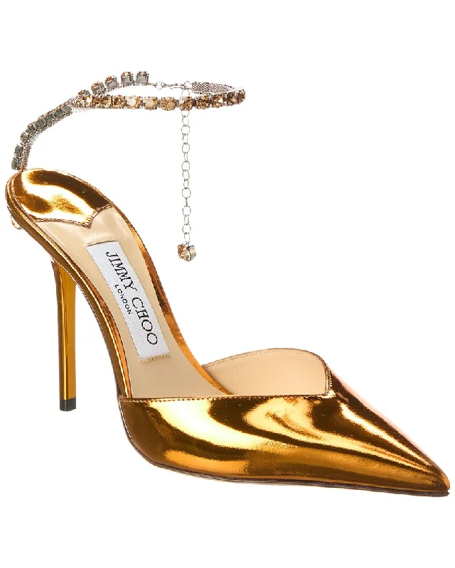 Women's bronze stiletto heel pumps for a warm and metallic lookJimmy Choo Saeda 100 Leather Pump