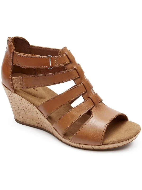 Women's prom stiletto heel pumps in a shimmery fabricBriah Gladiator Womens Cork Open-Toe Wedge Heels