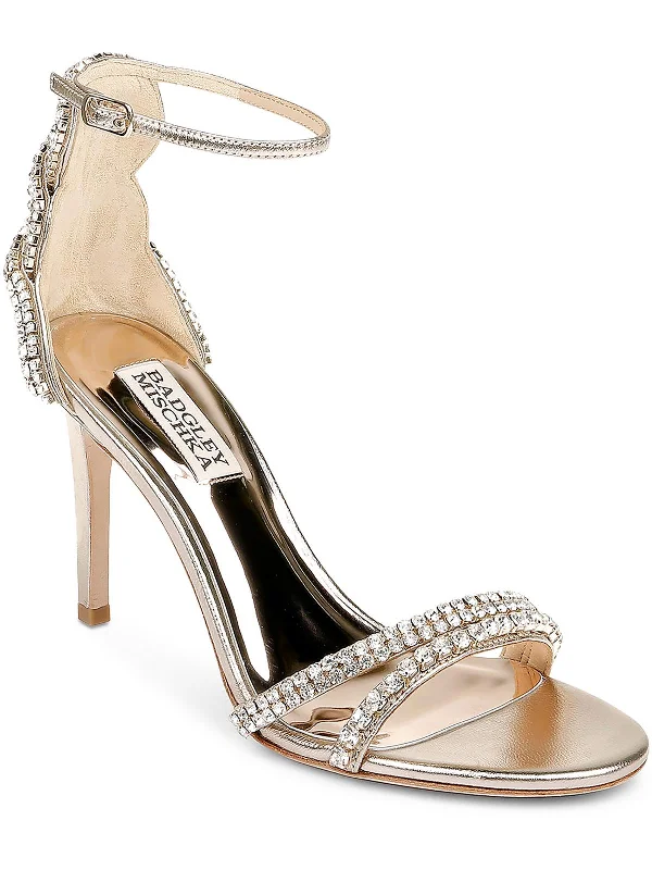 Women's prom stiletto heel pumps in a shimmery fabricBELLA Womens Ankle Strap Rinestones Pumps