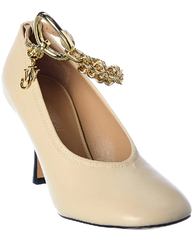 Women's prom stiletto heel pumps in a shimmery fabricJW Anderson Chain Leather Pump