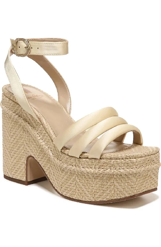 Women's peach stiletto heel pumps for a soft and feminine appealTibby Platform Heel Sandal In Washed Lemon