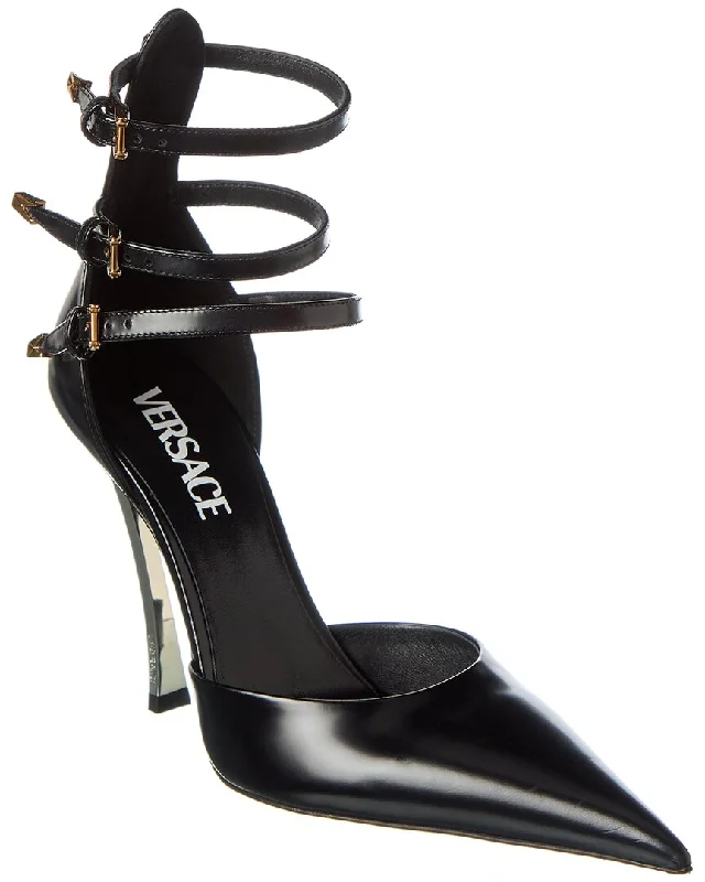 Women's tassel - adorned stiletto heel pumps for a bohemian touchVersace Pin Point Leather Pump