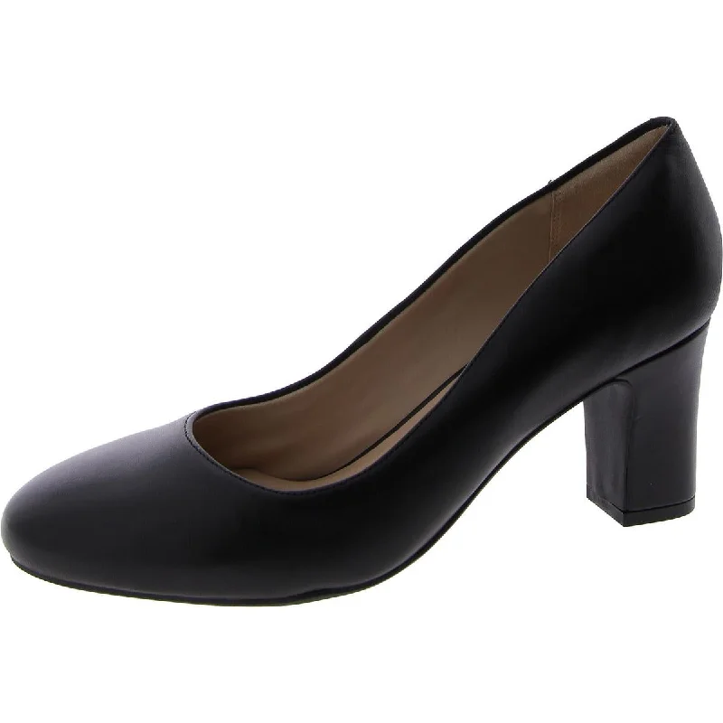 Women's satin - lined stiletto heel pumps for extra comfortPRISCILA Womens Faux Leather Round toe Block Heels