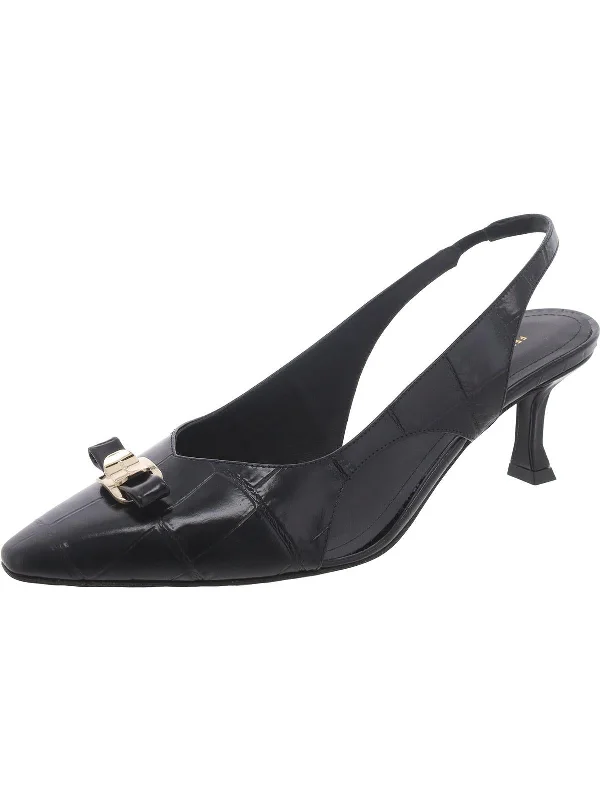 Women's strappy open - toe stiletto heel pumps with rhinestonesZarula 55 Womens Faux Leather Embellished Slingback Heels