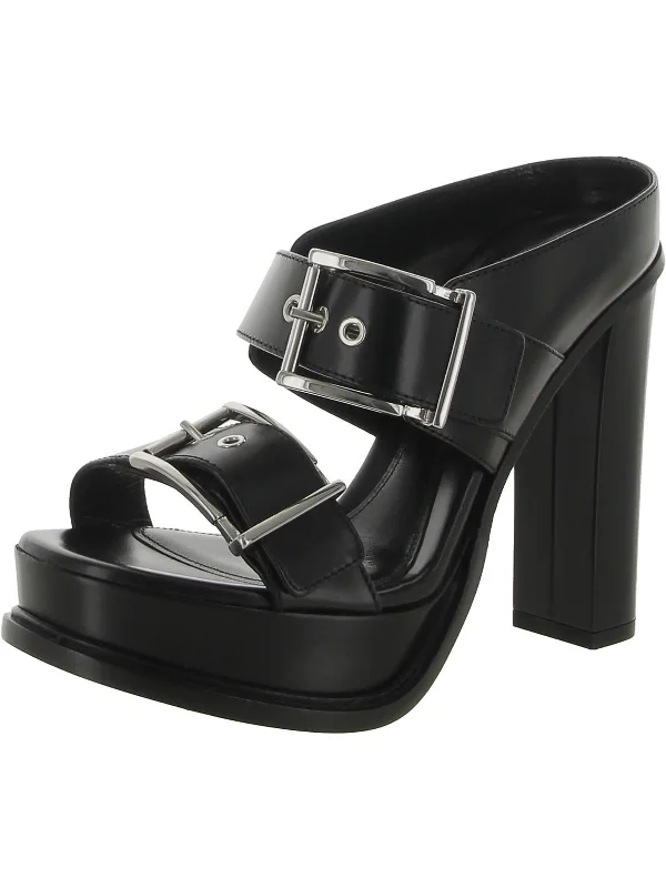 Women's wedding stiletto heel pumps with a pearl - encrusted strapWomens Leather Open Toe Platform Heels