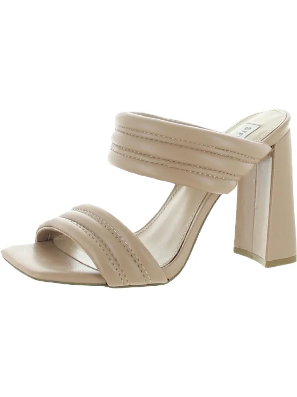 Women's platform stiletto heel pumps with a chunky soleTahani Womens Faux Leather Slip On Slide Sandals