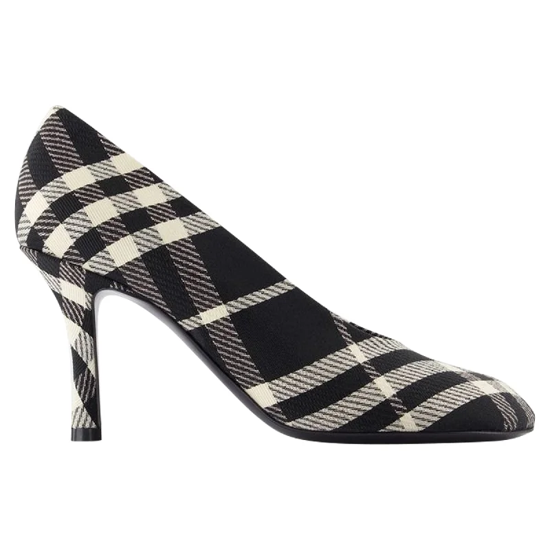 Women's cocktail party stiletto heel pumps with a unique patternBaby 85 Pumps - Burberry - Synthetic - Black