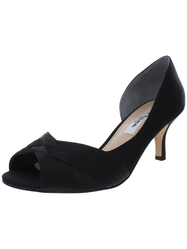 Women's teal stiletto heel pumps for a unique and modern lookContesa Womens Satin Ankle D'Orsay Heels