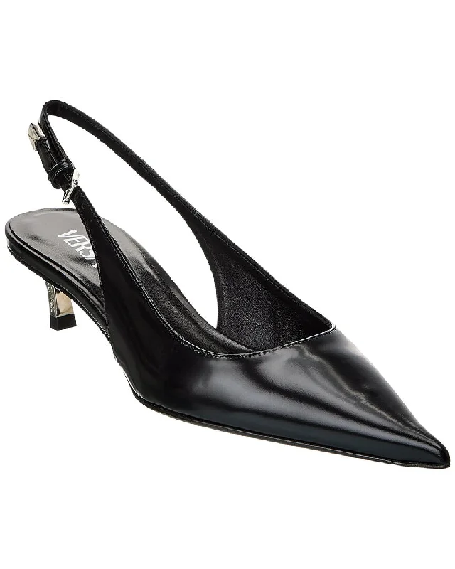 Women's arch - support stiletto heel pumps for better comfortVersace Pin-Point Leather Pump