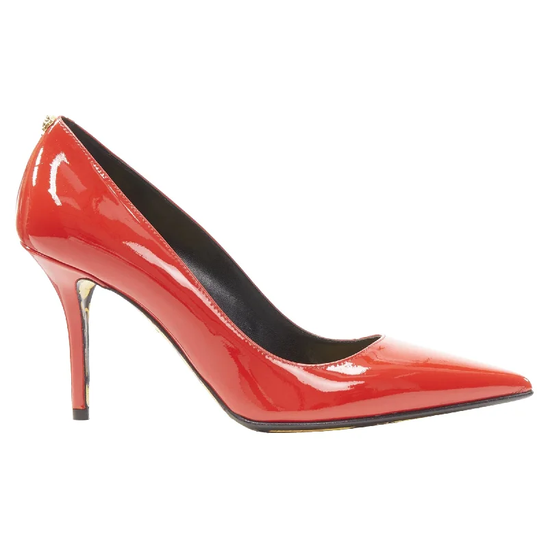 Women's arch - support stiletto heel pumps for better comfortVersace Hibiscus Barocco Gold Sole Medusa Stud Pump