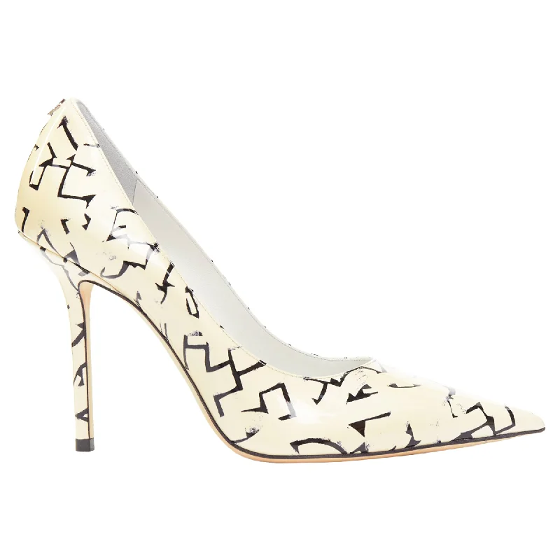 Women's lavender stiletto heel pumps for a delicate styleJimmy Choo Poggy graphics pearl leather pumps