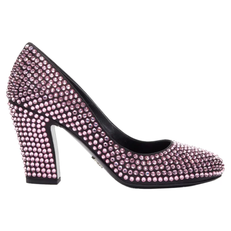 Women's business meeting stiletto heel pumps with a professional lookPrada Rosa rhinestone crystal embellished pump