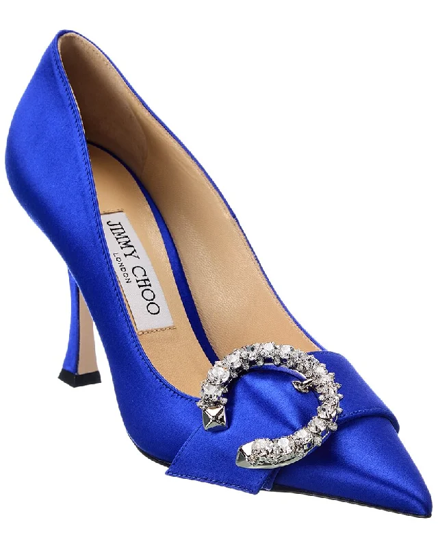 Women's tassel - adorned stiletto heel pumps for a bohemian touchJimmy Choo Melva 90 Satin Pump