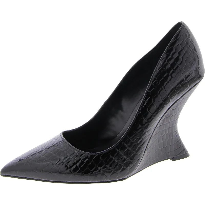 Women's brocade stiletto heel pumps with a vintage feelRival Womens Patent Pointed Toe Wedge Heels