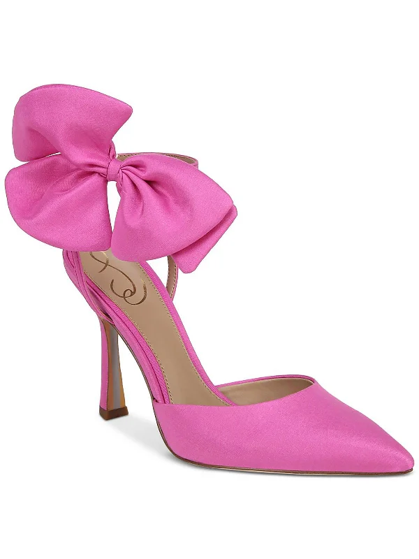 Women's patent leather stiletto heel pumps with a high - shine finishHalie Womens Satin Pointed Toe Pumps