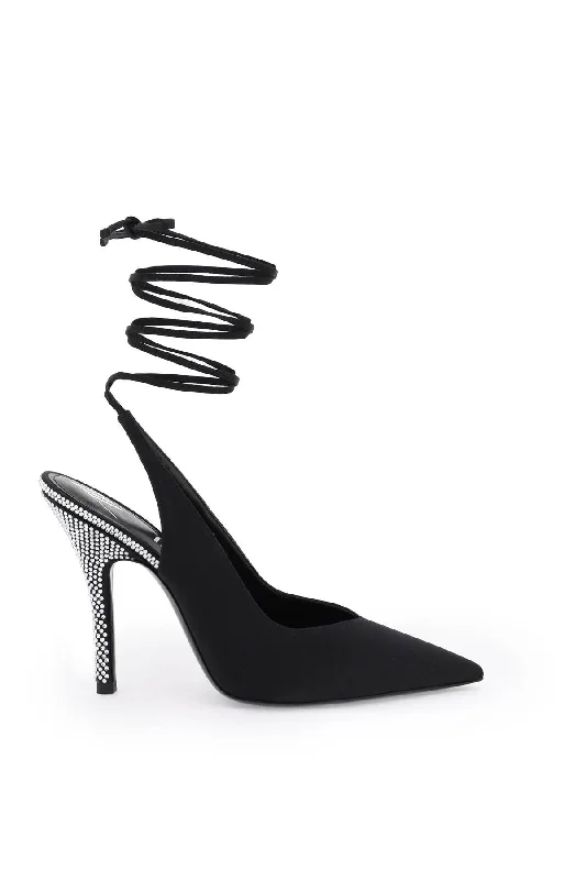 Women's prom stiletto heel pumps in a shimmery fabricThe Attico Venus Slingback Pumps