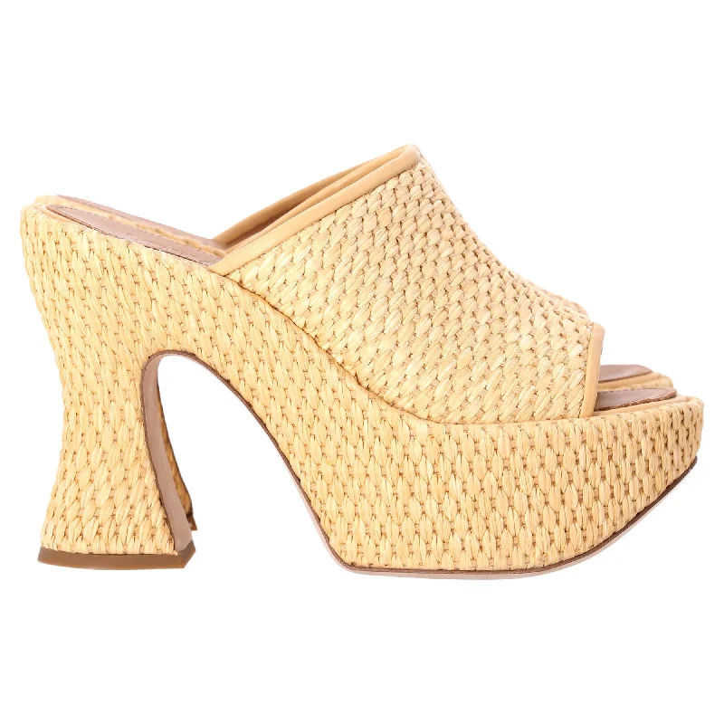 Women's date - night stiletto heel pumps with a sexy silhouetteLoewe x Paula's Ibiza Platform Slip-On Chunky Heels in Brown Raffia