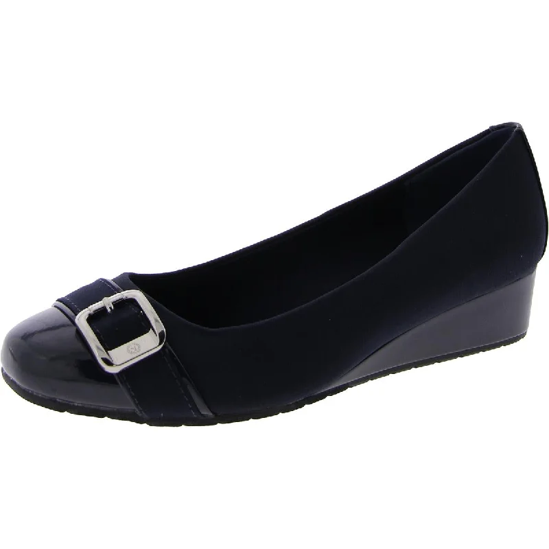 Women's microfiber stiletto heel pumps with moisture - wicking propertiesMORGAN Womens Round toe Slip on Wedge Heels