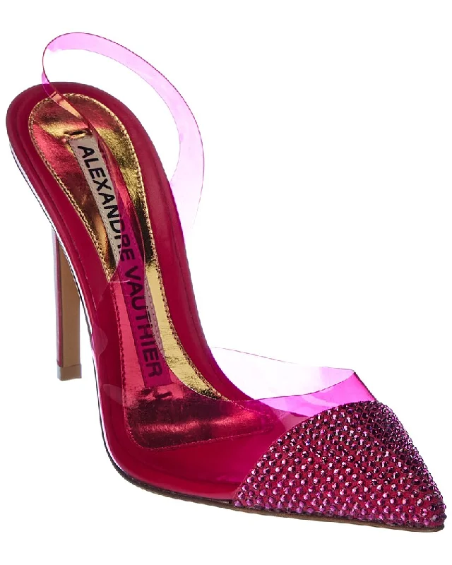 Women's charcoal gray stiletto heel pumps for a neutral yet stylish optionAlexandre Vauthier Amber Ghost Cry 100 Vinyl & Leather Slingback Pump