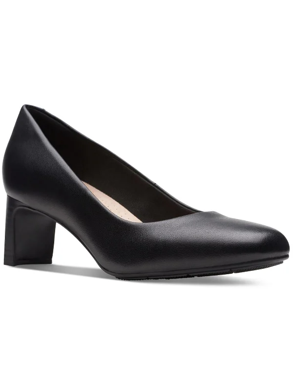 Women's pointed - toe slingback stiletto heel pumps in a peep - toe designKYNDALL IRIS Womens Leather Upper Leather Block Heels