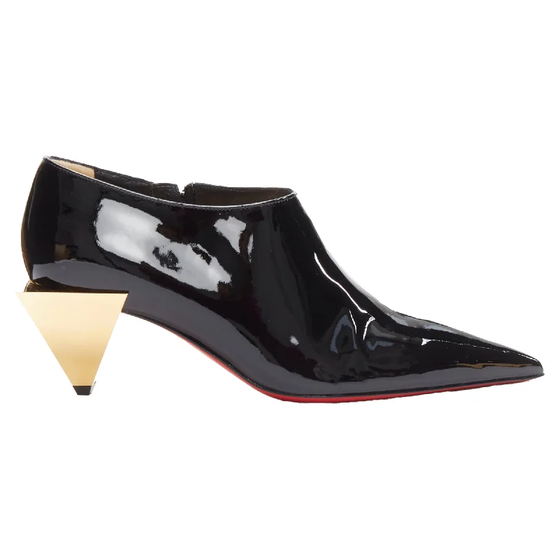 Women's lace - trimmed stiletto heel pumps with a scalloped edgeChristian Louboutin Xilobooties pyramid heel patent pump