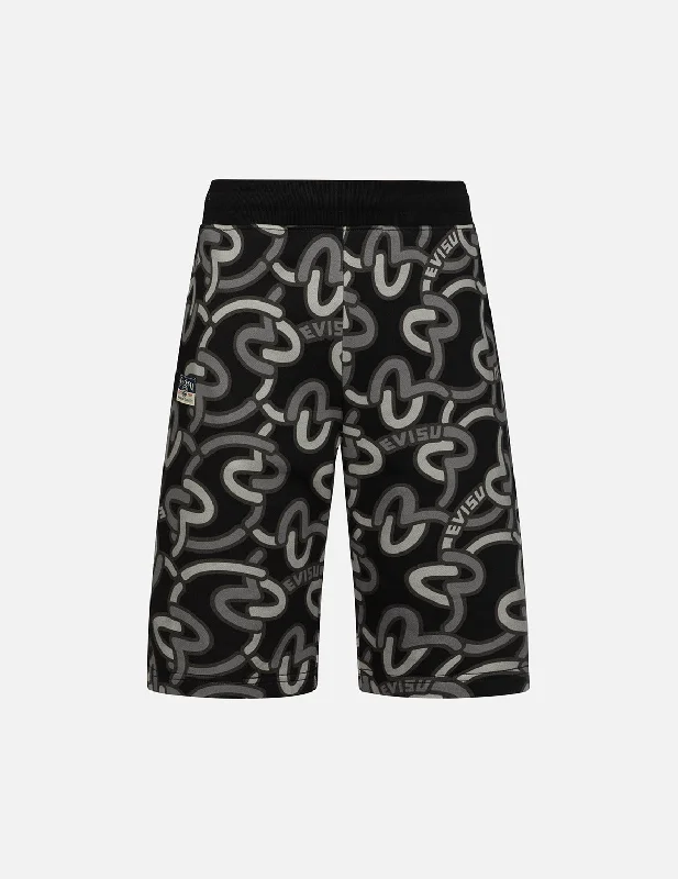 Allover Overlapping Seagull Print Regular Fit Sweat Shorts