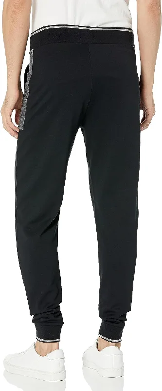 HUGO BOSS Men Embroidered Logo Cotton Blend Joggers Black Grease Track Pants