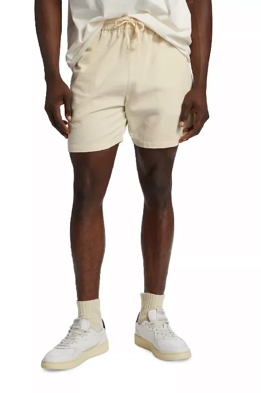 Light Weight Cord Shorts In White Beige