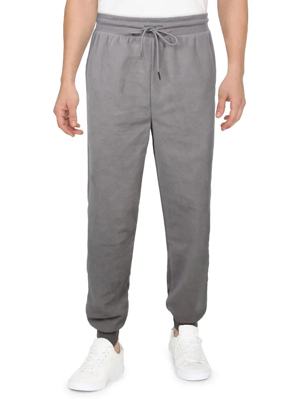 Mens Ribbed Trim Casual Jogger Pants