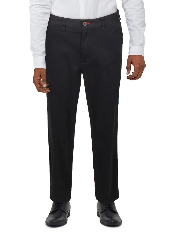 Mens Slim Fit Flat Front Straight Leg Pants