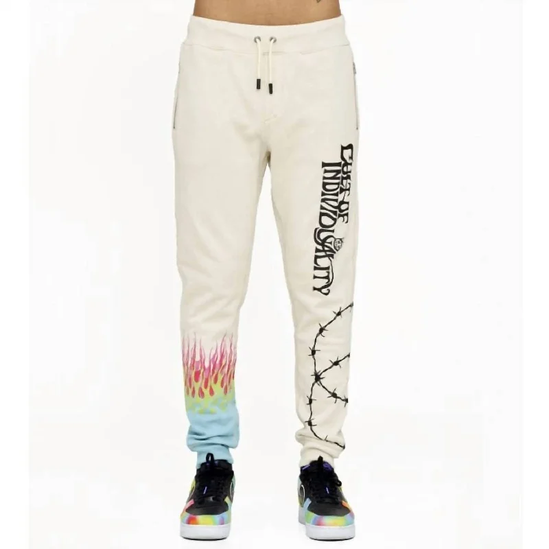 Novelty Sweatpants Jogger In Cream