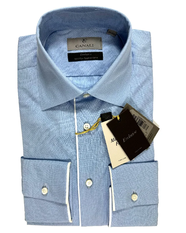 Canali Dress Shirt Exclusive Blue Design - Modern Fit 39 - 15 1/2