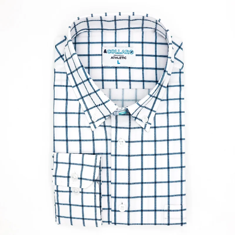 Range Shirt - White w/ Ocean Blue Windowpane