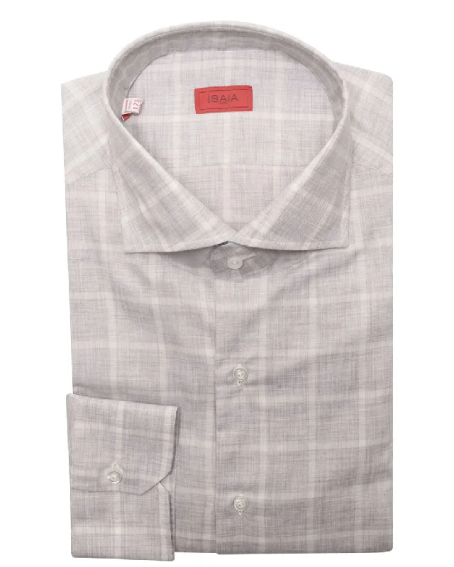 Light Grey and White Cotton Windowpane Sportshirt