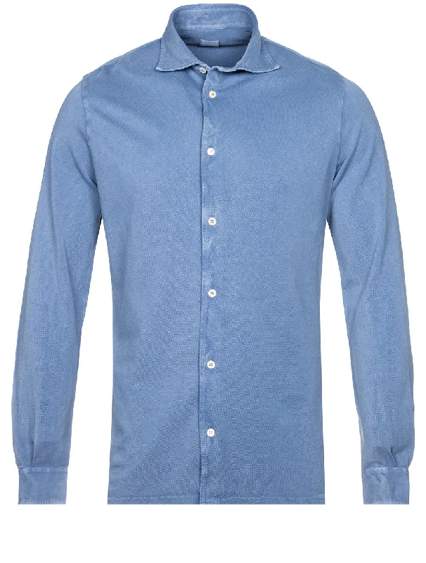 Piquet Giza Knitted Shirt Blue