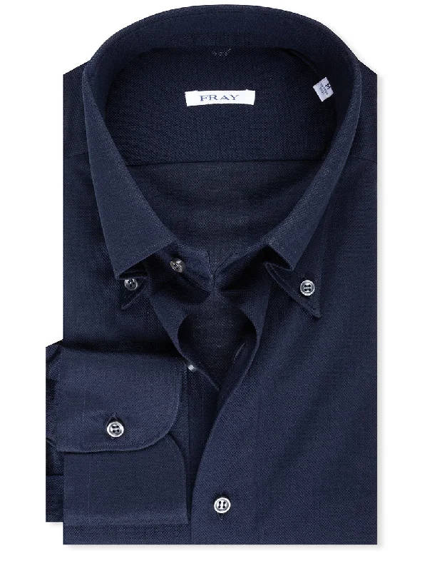 FRAY Pique Buttondown Shirt Navy