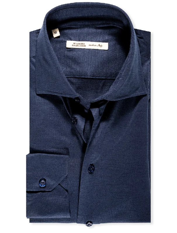 Jersey Spread Collar Shirt Navy